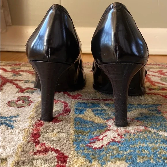 Coach Black Patent Leather Heeled Loafers - Picture 3 of 7